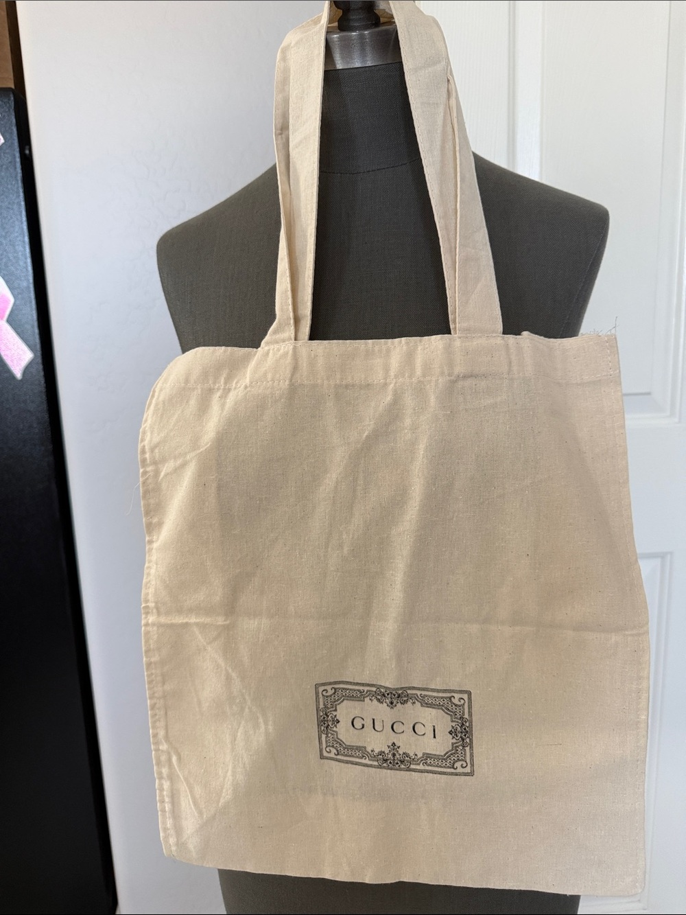 Gucci Natural Canvas ShoeTote with Logo Patch